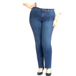 NYDJ Womens Jeans Size 22W Blue Marilyn Straight Leg Side "Tuxedo" Stripe